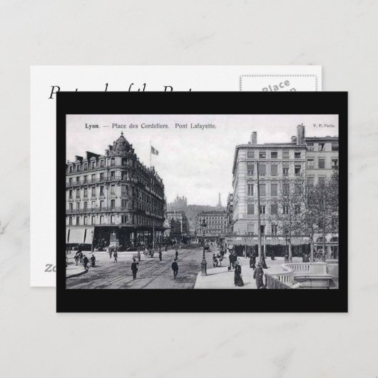 Ancienne carte postale - Lyon, Place des Cordelier (Devant / Derrière)