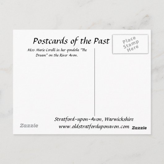 Ancienne carte postale - Marie Corelli - Stratford (Dos)