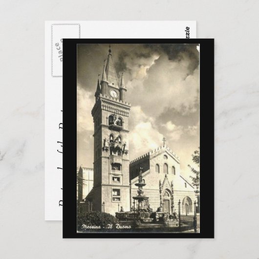 Ancienne carte postale - Messine, Cathédrale (Devant / Derrière)