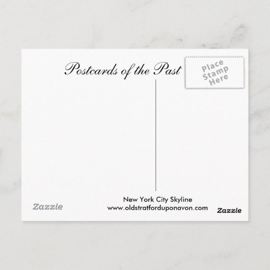 Ancienne carte postale, New York City Skyline (Dos)