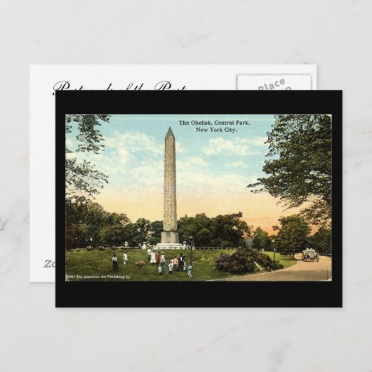 Ancienne carte postale - Obelisk, Central Park, Ne (Devant / Derrière)