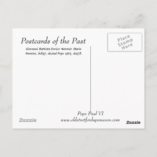 Ancienne carte postale - Pape Paul VI (Dos)