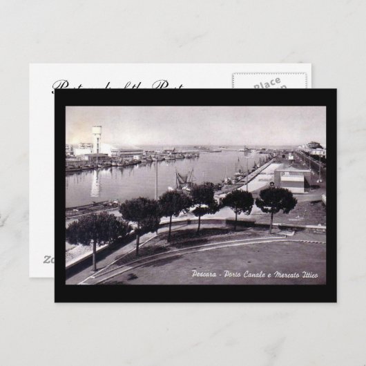 Ancienne carte postale - Pescara, le port (Devant / Derrière)
