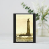 Ancienne carte postale - Phare de Wolf Rock, Fin d (Debout devant)