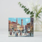 Ancienne carte postale - Piazza della Signoria, Fi (Debout devant)