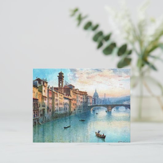 Ancienne carte postale - Rivière Arno, Florence, I (Debout devant)