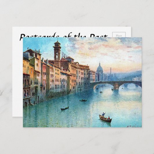 Ancienne carte postale - Rivière Arno, Florence, I (Devant / Derrière)