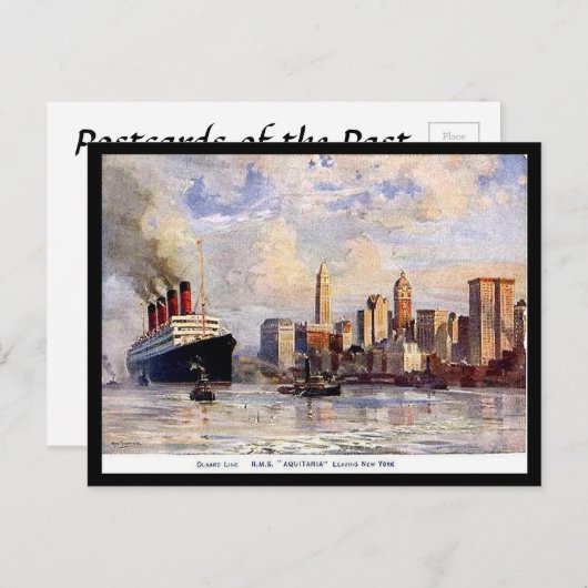 Ancienne carte postale - RMS Aquitania quittant Ne (Devant / Derrière)