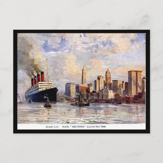 Ancienne carte postale - RMS Aquitania quittant Ne (Devant)