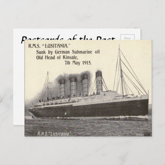 Ancienne carte postale - RMS Lusitania (Devant / Derrière)