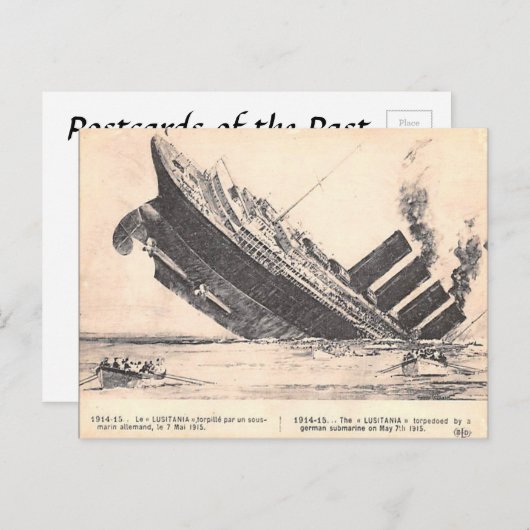 Ancienne carte postale - RMS Lusitania (Devant / Derrière)