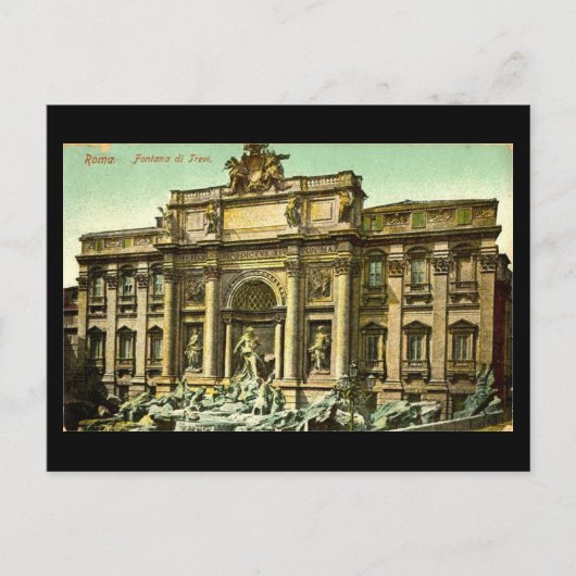 Ancienne carte postale, Rome, Fontana di Trevi en (Devant)