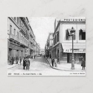 Ancienne carte postale - Rue Saint-Charles, Tunis