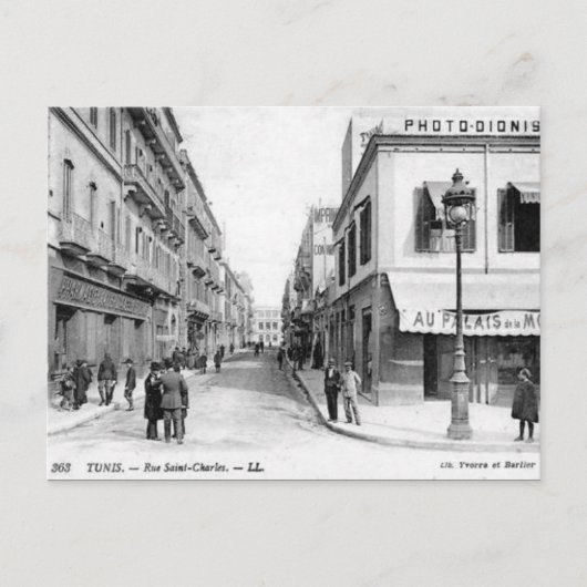 Ancienne carte postale - Rue Saint-Charles, Tunis (Devant)