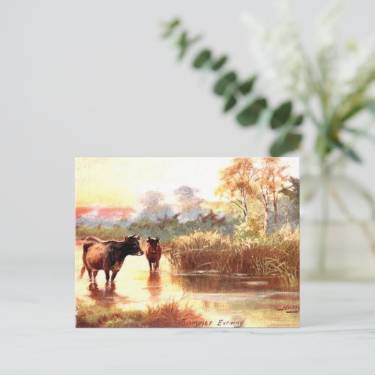 Ancienne carte postale - Soirée d'été (Debout devant)