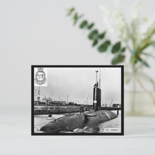 Ancienne carte postale - Sous-marin HM "Wardépit" (Debout devant)