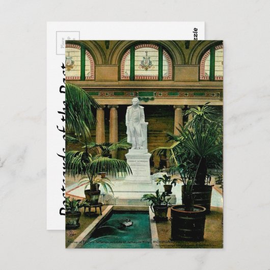 Ancienne carte postale - Statue de Thomas Jefferso (Devant / Derrière)