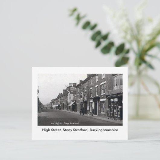 Ancienne carte postale, Stony Stratford High Stree (Debout devant)