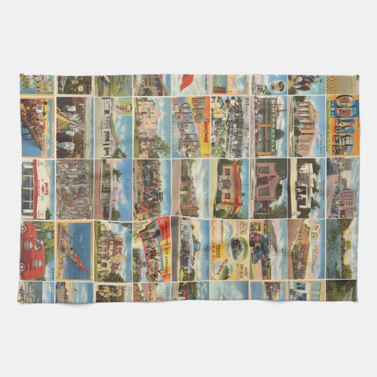 Ancienne carte postale Texas Serviettes de cuisine (Horizontal)