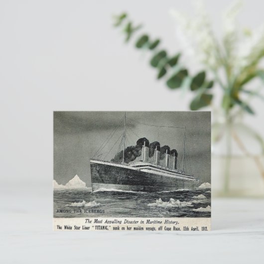 Ancienne carte postale - Titanic parmi les Iceberg (Debout devant)