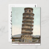 Ancienne carte postale - Tour penchée de Pise (Devant / Derrière)