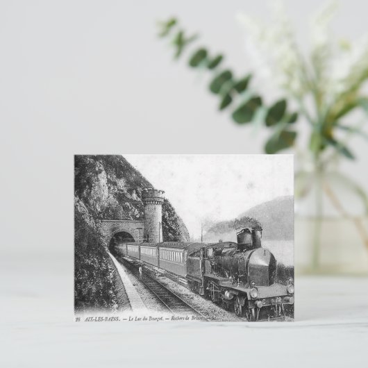 Ancienne carte postale - Train, Aix-les-Bains (Debout devant)