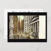 Ancienne carte postale, Wall Street, New York (Devant / Derrière)