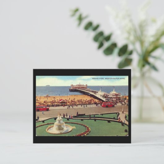 Ancienne carte postale, Weston-super-Mare, Grand P (Debout devant)