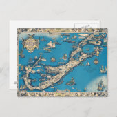 Ancienne carte vintage des Bermudes (Devant / Derrière)