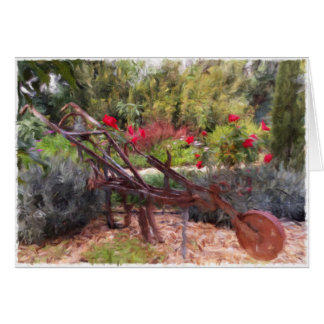 Ancienne charrue dans le jardin portugais carte bl