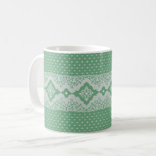 Ancienne dentelle sur Arsenic (Vert) Café Mug