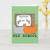 ANCIENNE ÉCOLE Rétro Vidéo Chats Gamer Carte d'ann (Fleur jaune)