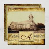 Ancienne église de campagne - Invitations au maria (Devant / Derrière)