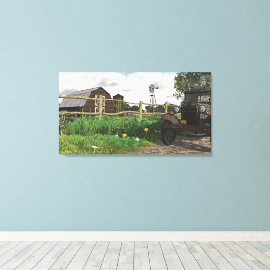 Ancienne grange rouge et toile enroulée de camion (Insitu (Plancher de Bois))