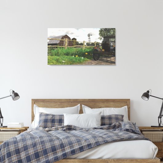 Ancienne grange rouge et toile enroulée de camion (Insitu(Chambre))