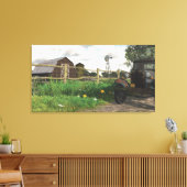 Ancienne grange rouge et toile enroulée de camion (Insitu(Salon))