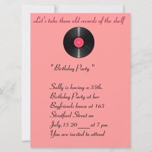 Ancienne invitation à l'anniversaire des records.
