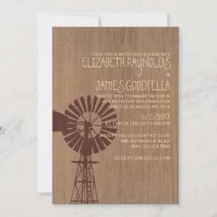 Ancienne invitation au mariage de moulin à vent