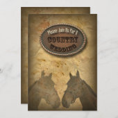 Ancienne invitation de mariage de cow-boy de Weste (Devant / Derrière)
