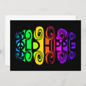 ANCIENNE invitation HIPPIE, customise (Devant / Derrière)