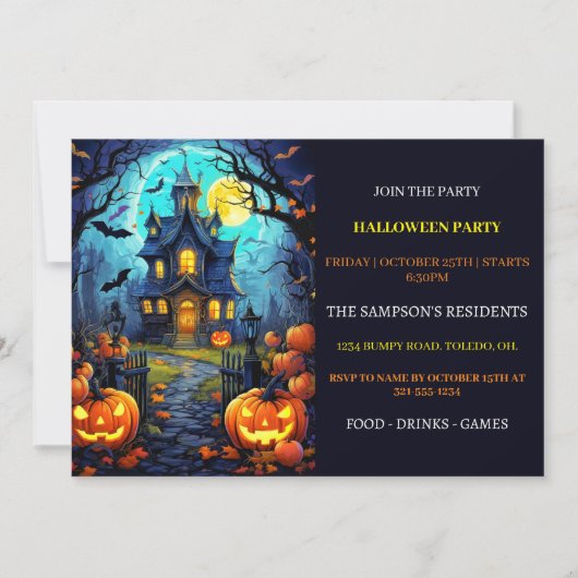 Ancienne Maison Hantée Invitations de fête d'Hallo (Devant)
