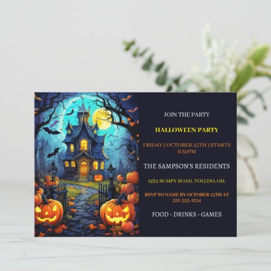 Ancienne Maison Hantée Invitations de fête d'Hallo (Debout devant)