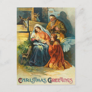 Ancienne mode Nativité de Noël Carte postale