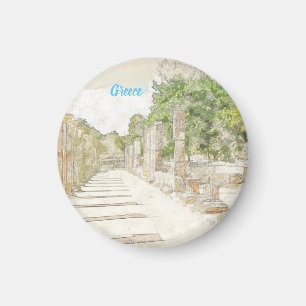 Ancienne Olympia Ruines Sketch Aimant Décor Vintag