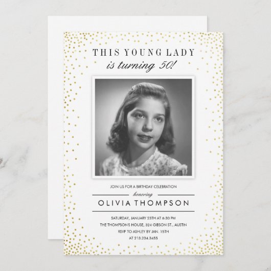 Ancienne photo Sparkle Invitations fête d'annivers (Devant / Derrière)