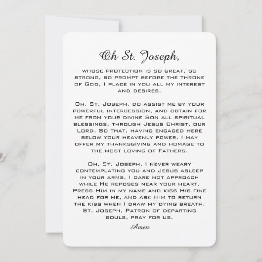 Ancienne prière catholique à la carte plat St. Jos (Dos)
