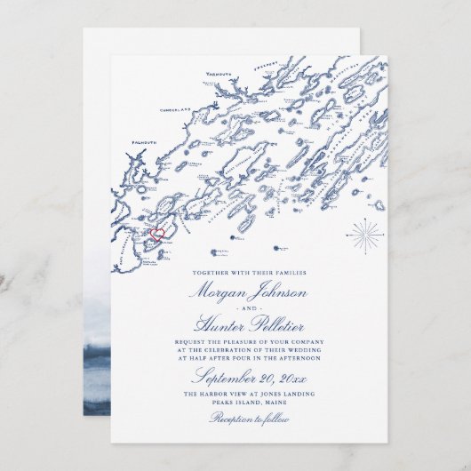 ANCIENNE VERSION Casco Bay Plan Faire-part de mari (Devant / Derrière)