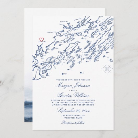 ANCIENNE VERSION Falmouth Maine Faire-part de mari (Devant / Derrière)