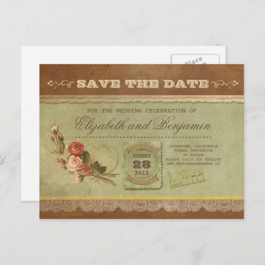 Anciens billets d'invitation vintage - cartes post (Devant / Derrière)