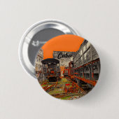Anciens trains à La Havane, Cuba badge (Devant & derrière)